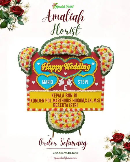 Papan Bunga Pernikahan Air Bening